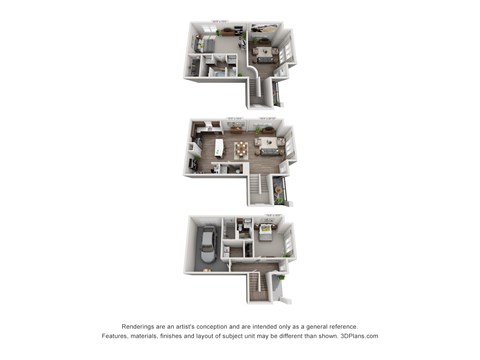 Floor plan for 2 beds, 2.5 baths, 1901 sqft